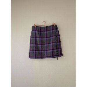 Vintage grunge blanket fringe mini‎ plaid skirt 14